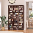 thumbnail image 4 of LELELINKY Triple Row 11-tier Bookshelf, 68 in Tall Bookshelf with 33 Open Display Shelves, Extra Large Bookcase for Office Living Room, Walnut, 4 of 11