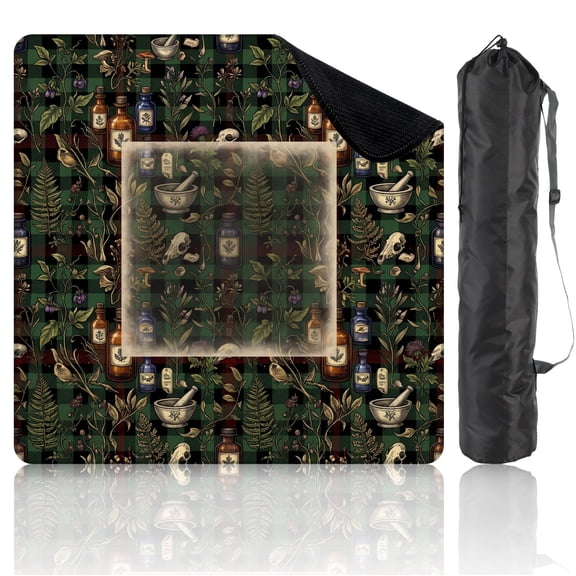31.5" x 31.5" Mahjong Mat with Carrying Bag Herbal Apothecary Halloween Non-Slip Noise Reduction Game Mat for American Mahjong Table Cover Game Night Decor Hostess Gift
