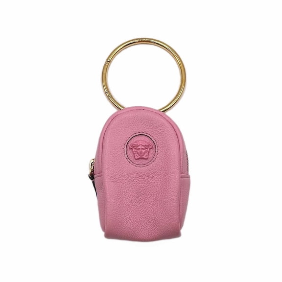 Pre-Owned VERSACE Versace Hand Pouch Ring Small Item Case Leather Pink Women's
