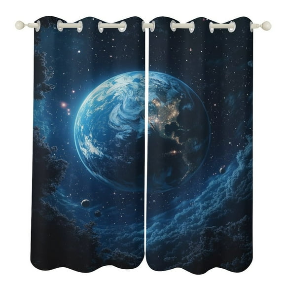Blackout Curtains Decor Starlit Sky for Bedroom Living Room Grommet Window Drapes 2 Panel Set