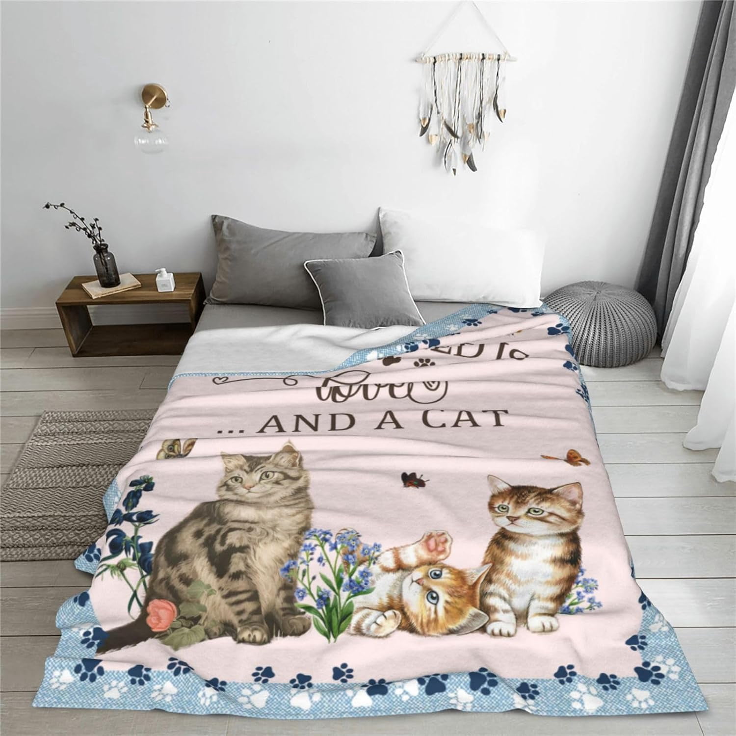 Cat Blanket Cat Throw Blanket Soft Fleece Flannel Bedding Cat Gifts for Women Men Boys Girls Lovers Adults Lovers Stuff Plush for Couch Sofa Bed Room Decor 60"X80"