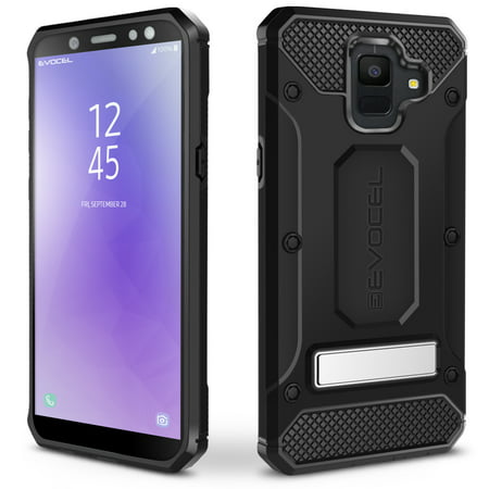 Galaxy A6 (2018) Case, Evocel [Glass Screen Protector] [Belt Clip Holster] [Metal Kickstand] [Porthole Covers] [Full Body] Explorer Series Pro Phone Case for Samsung Galaxy A6 (2018),