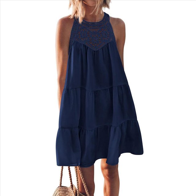 Camisola de Encaje para Mujer Azul Oscuro XL
