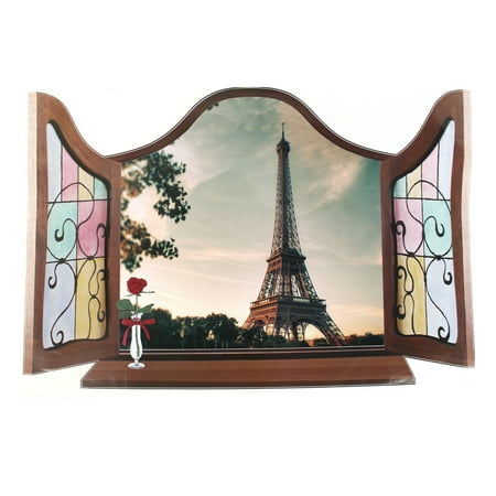 Home Art  Decor  3D Effect False Window Eiffel Tower Pattern 