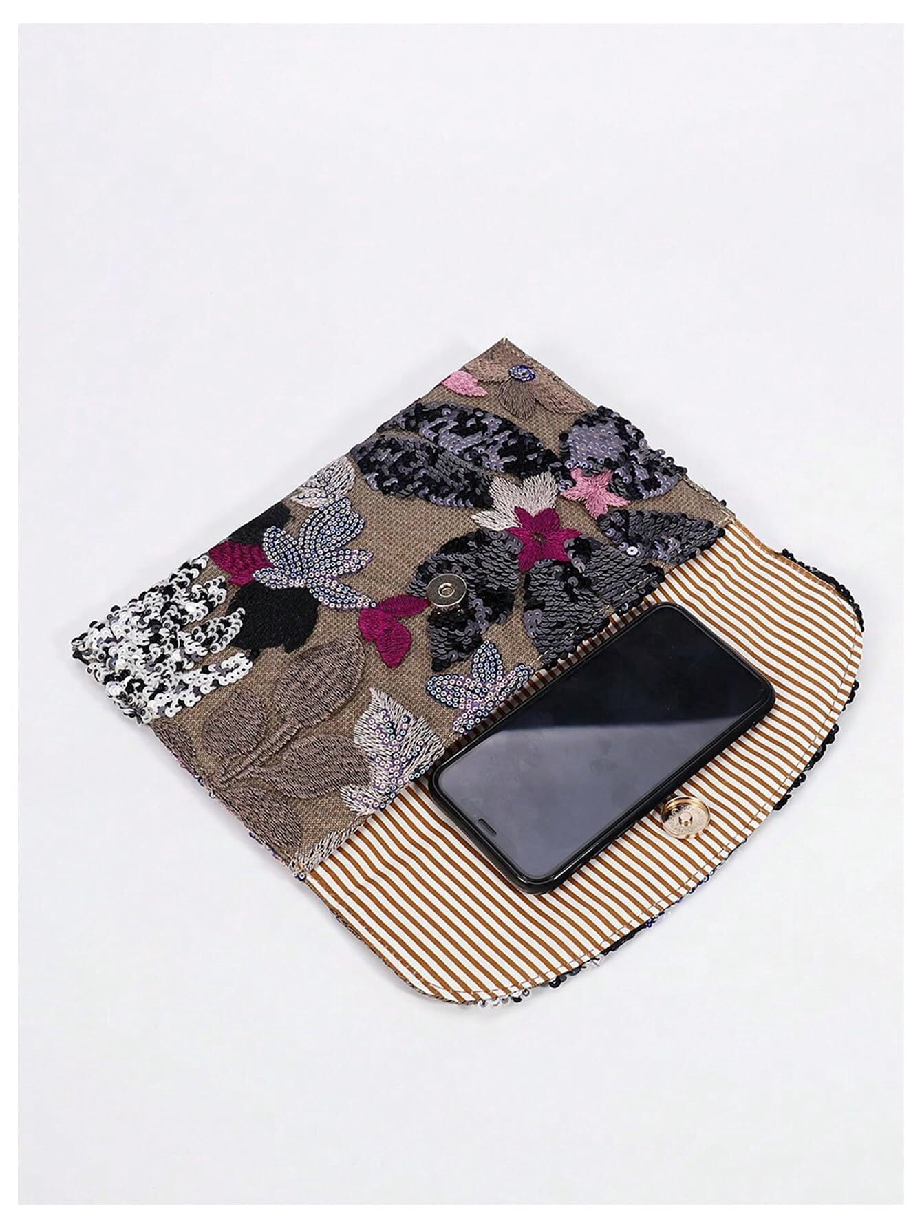 Women's Floral Embroidery Sequin Evening Clutch Bags Party Purses Beaded Evening Bag for Formal
