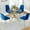 Gold Table + 4 Gold-Blue Chiars, variant on 36" Square Glass Dining Table Set, Modern Stainless Steel Cross-Leg Base with 4 Silver-White Velvet Upholstered Dining Chairs, for Dining Rooms, Cafes, Apartments