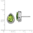 thumbnail image 2 of Sterling Silver Rhodium Polished Simulated Peridot & Cz Post Earrings (14 X 11) Made In China qe12637aug, 2 of 2