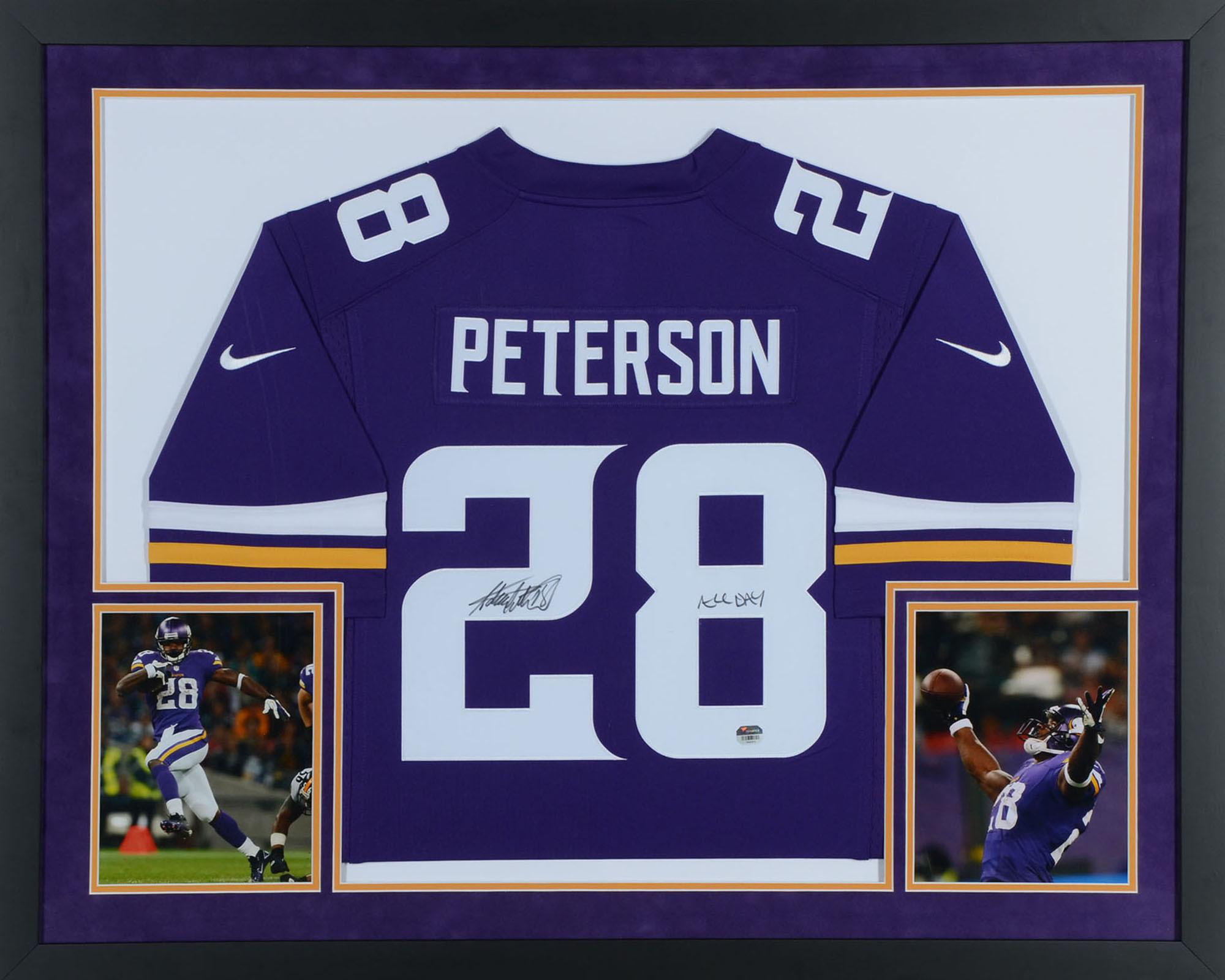 Adrian Peterson Minnesota Vikings Autographed SM Deluxe Framed Limited Purple Jersey with 