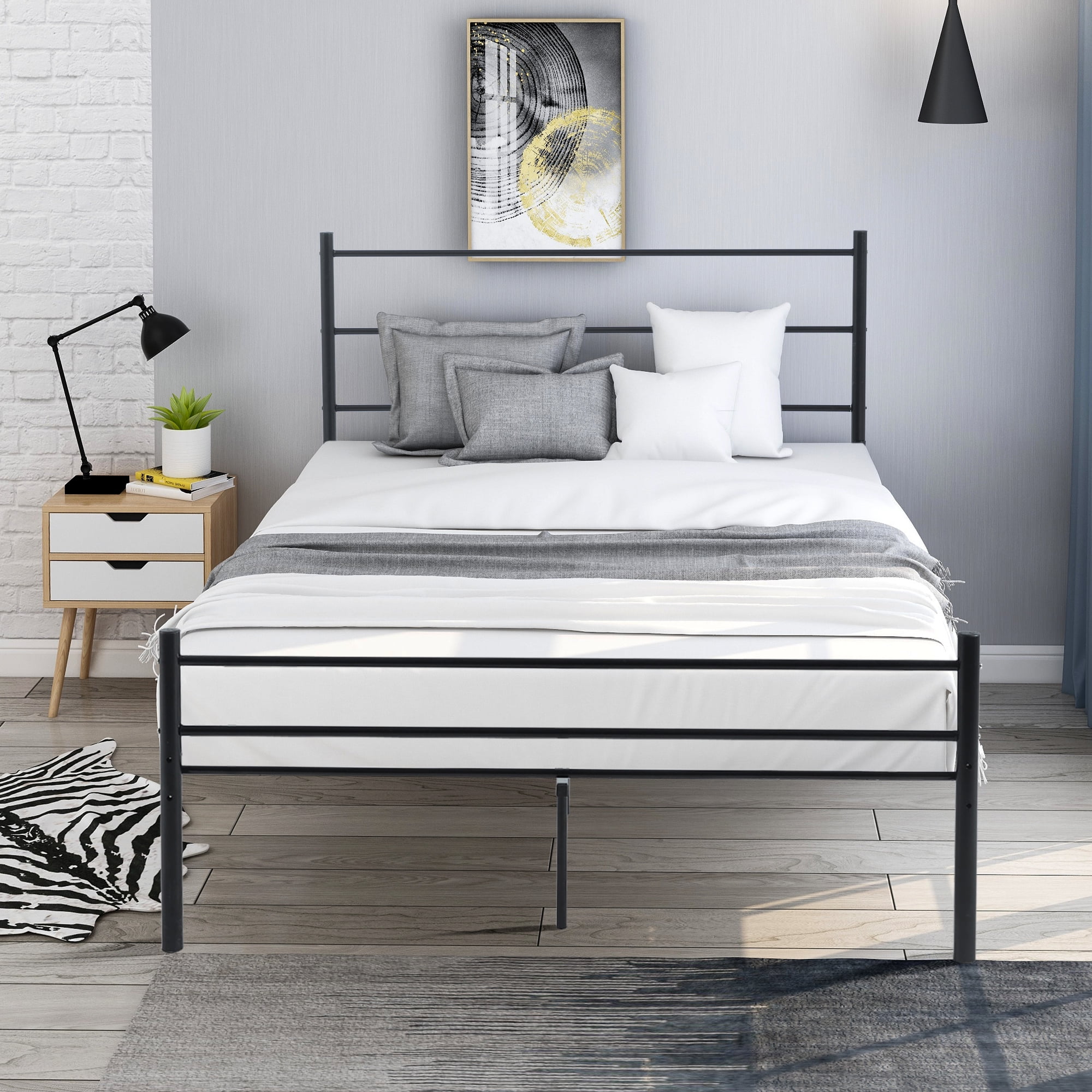 Platform Bed Frame Full, Metal Bedroom Furniture, 660 lbs Heavy Duty