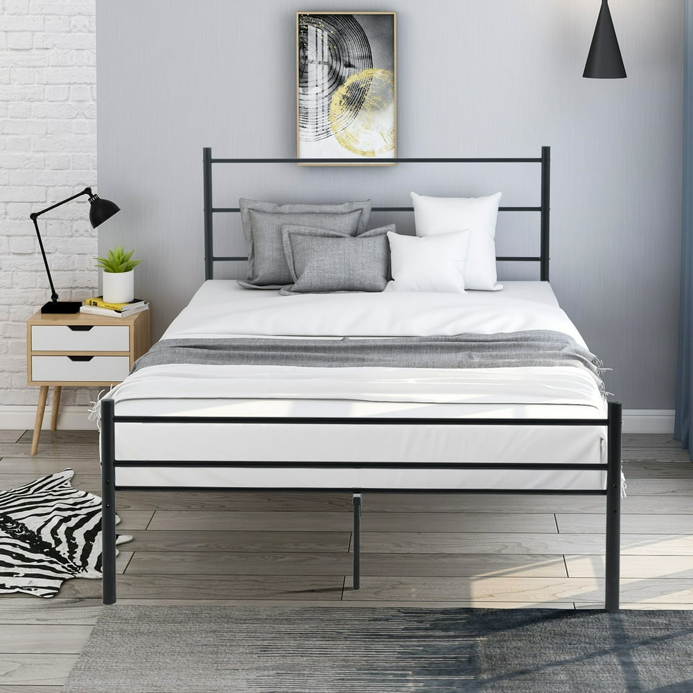 Metal Platform Bed Frame Full with Headboard and Footboard, Metal Full