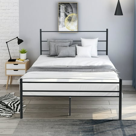 Platform Bed Frame Full, Metal Bedroom Furniture, 660 lbs Heavy Duty with Headboard and Footboard, 10 Legs, Strengthen Support Mattress Foundation, Full Size, Black, 86.6