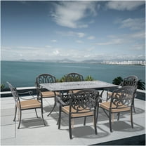 JERFIT 7-Piece Outdoor Patio Dining Set with Table & Cushions, Stackable Aluminum Furniture for Garden, Poolside, Black