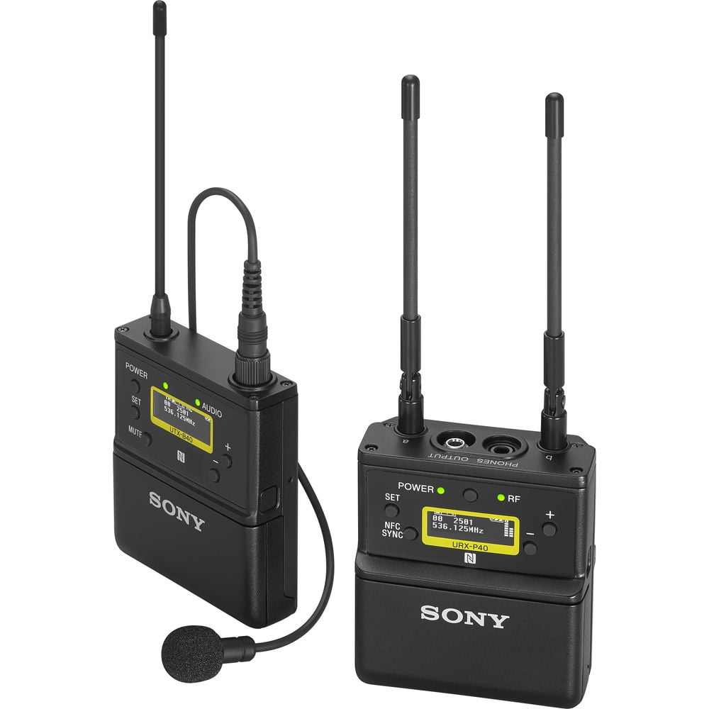 Sony UWP-D21 Camera-Mount Wireless Omni Lavalier Microphone System UC25: 536 to 608 MHz UWP-D21/25, Headphones, 8 x Rechargeable Batteries, 3.5 mm Aux Cable, Case, Sanitizer Mic Spray, and More
