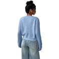 thumbnail image 3 of Bbyeadc Women's Cardigan Sweater Open Front Knit Lightweight Casual Soft Draped Versatile Everyday with Button Up and Cropped,Sky Blue(S), 3 of 5