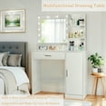 thumbnail image 6 of Vanity Desk with Mirror & Lights, 3 Lighting Modes, Open Shelves, White, 6 of 9