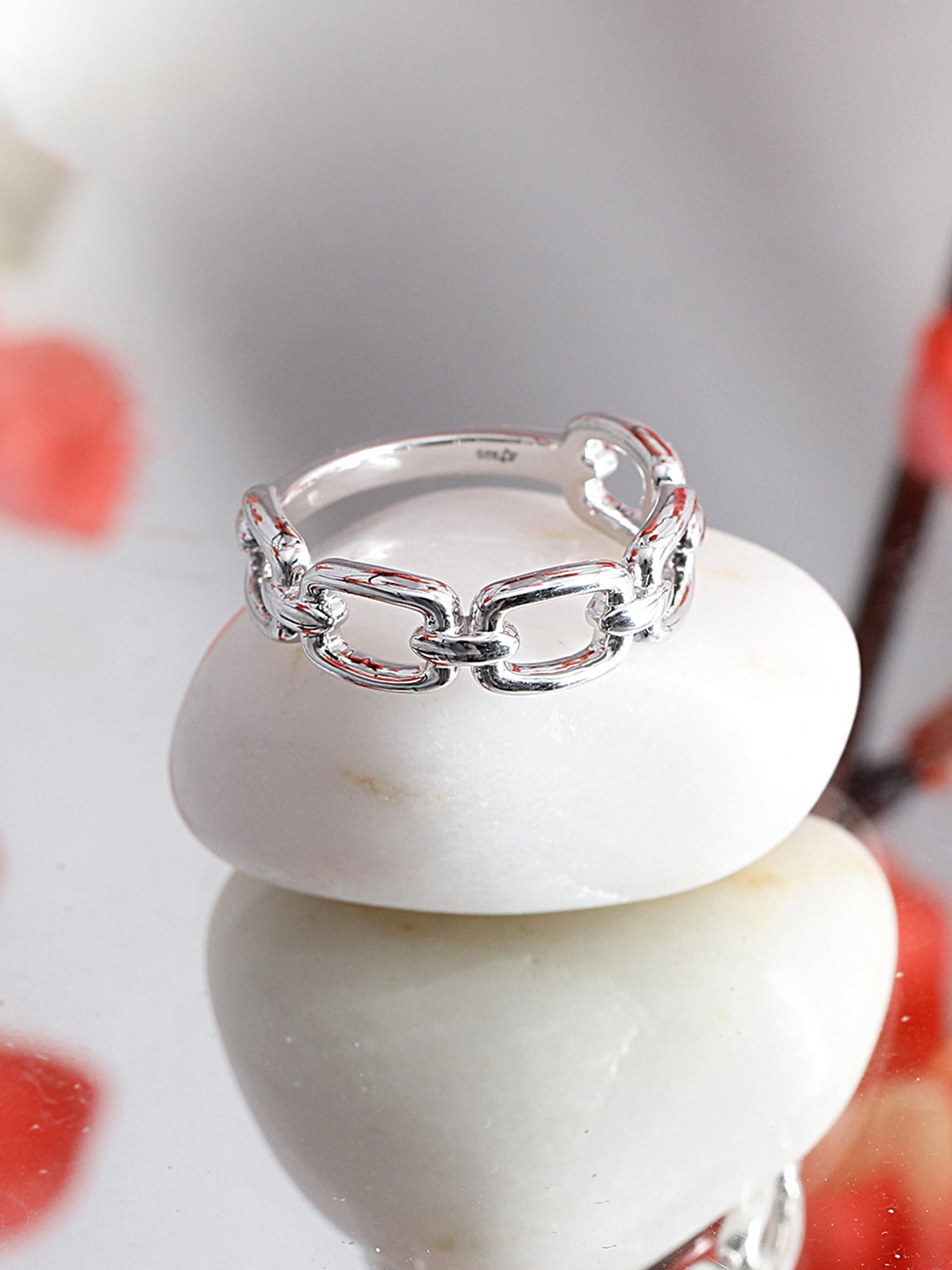 JewelersClub Sterling Silver Link Friendship Ring for Women | Dainty Sterling Silver Promise Ring For Women | Silver Hand-Crafted Link Ring For Women