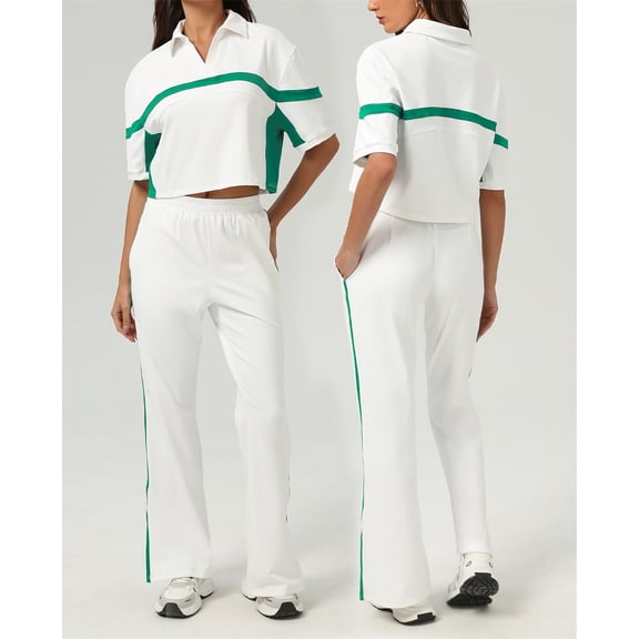 PISONIC Two Piece Sets for Women Summer Travel Vacation Outfits Cap Sleeve Lounge Matching Sets Wide Leg Pants