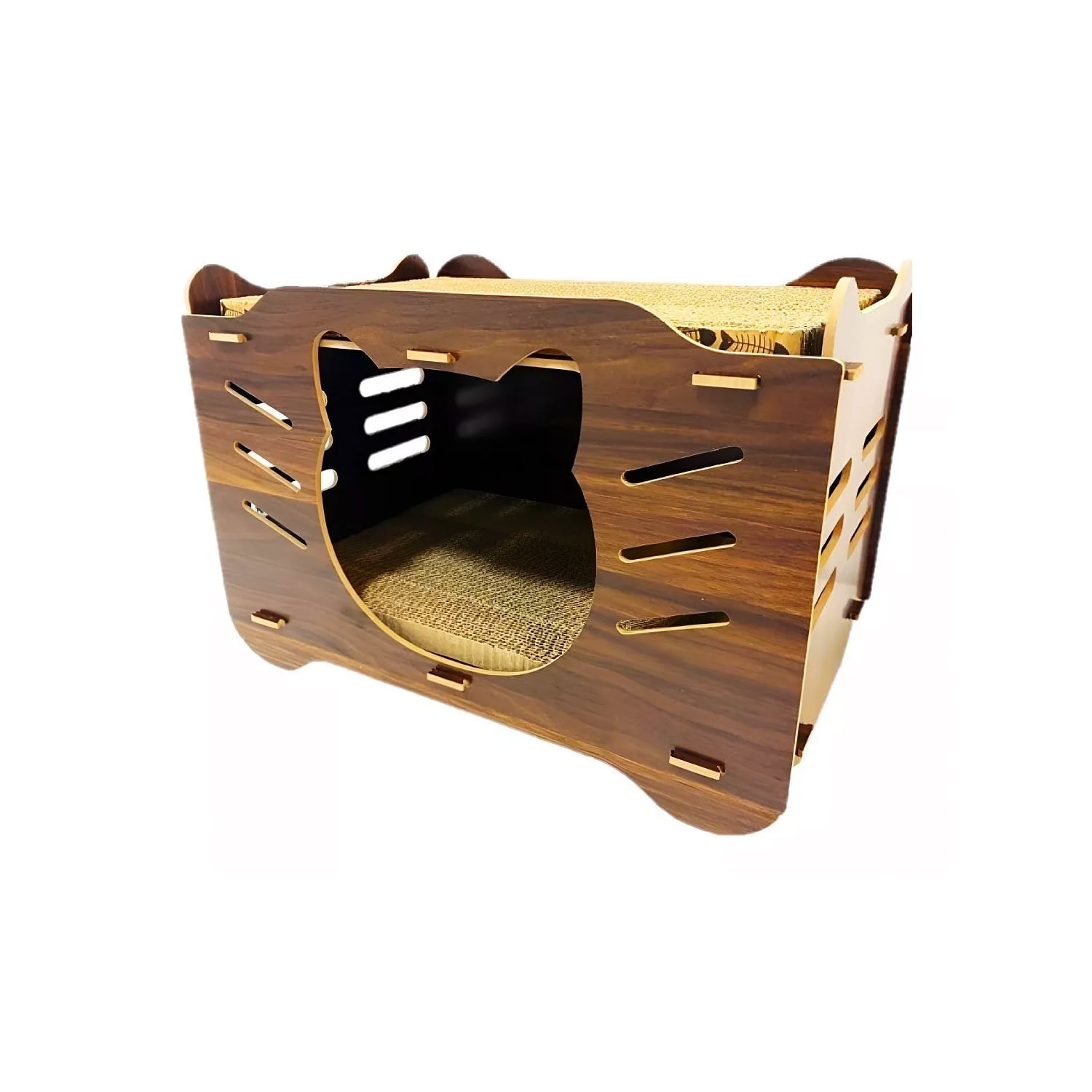Casa De Madera Y Rascador Para Gatos