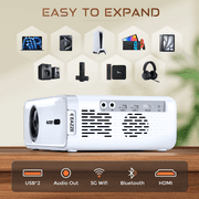 Aurzen Smart Projector with WiFi and Bluetooth, NetfIix Officially Licensed, Native 1080P, Auto Focus & Keystone, DoIby Audio, Portable Mini Projector for Outdoor Movies and Home Theater