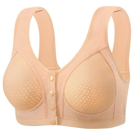Gnurob Daisy Bras for Women No Underwire Front Closure Bra Floral Print Bralettes Comfort Wireless Snap Closing Bralette Clearance Deals  01-Beige Medium