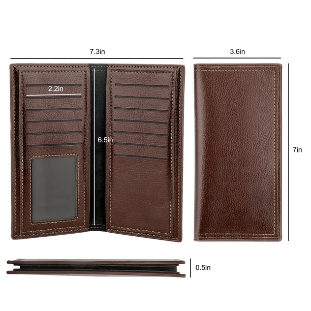 TSV Men's Long Wallet, Slim Bifold PU Leather Wallet, RFID