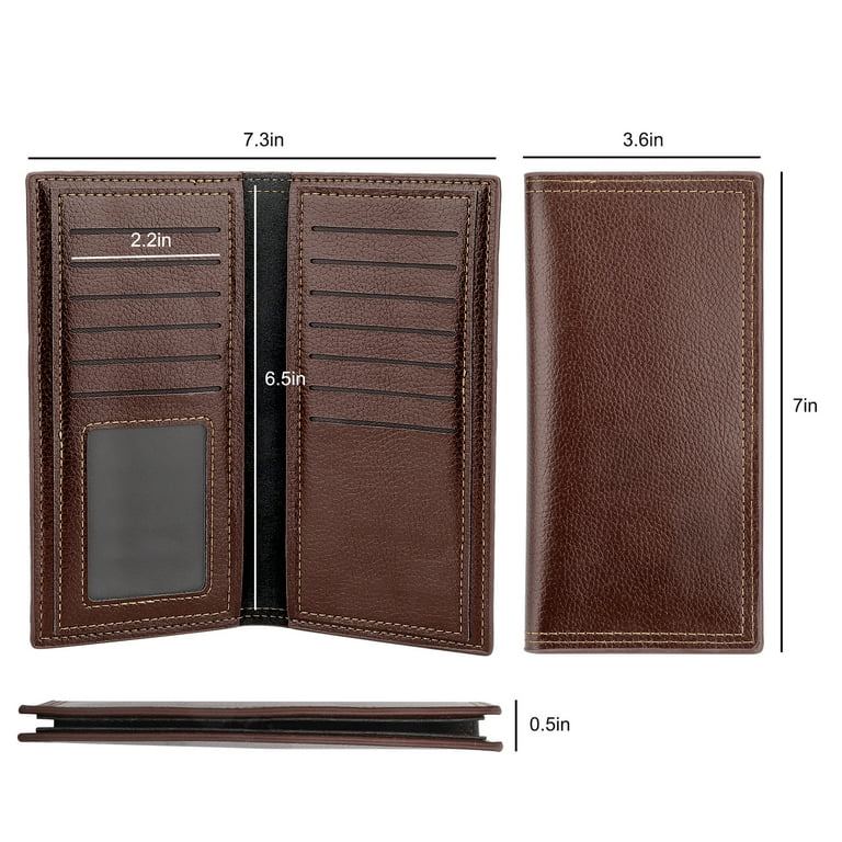 TSV Men's Long Wallet, Slim Bifold PU Leather Wallet, RFID