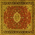 thumbnail image 1 of Ahgly Company Machine Washable Indoor Square Medallion Yellow Traditional Area Rugs, 5' Square, 1 of 4