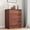 Red Walnut, variant on Wooden Dresser with 3 Drawers, Tall Modern Closet with Deep Storage, Large Chest of Drawers with Wide Top, Long Storage Dresser for Bedroom, Living Room, Hallway, Kids Room, Black