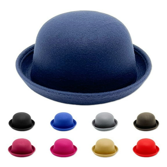 QLEICOM Womens Hats,Wool Blend Fedora Hat for Men and Women with Patch Detail and Rol Brim for Smart Casual Occasion Navy