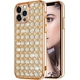 thumbnail image 3 of Glitter Case Compatible with iPhone 13 Pro Max Cute Case for Women Girls, Luxury Crystal Shiny Bling 3D Diamond Jewelry Rhinestone Slim Soft TPU Bumper Protective Sparkly Cover Girly Case Clear, 3 of 14
