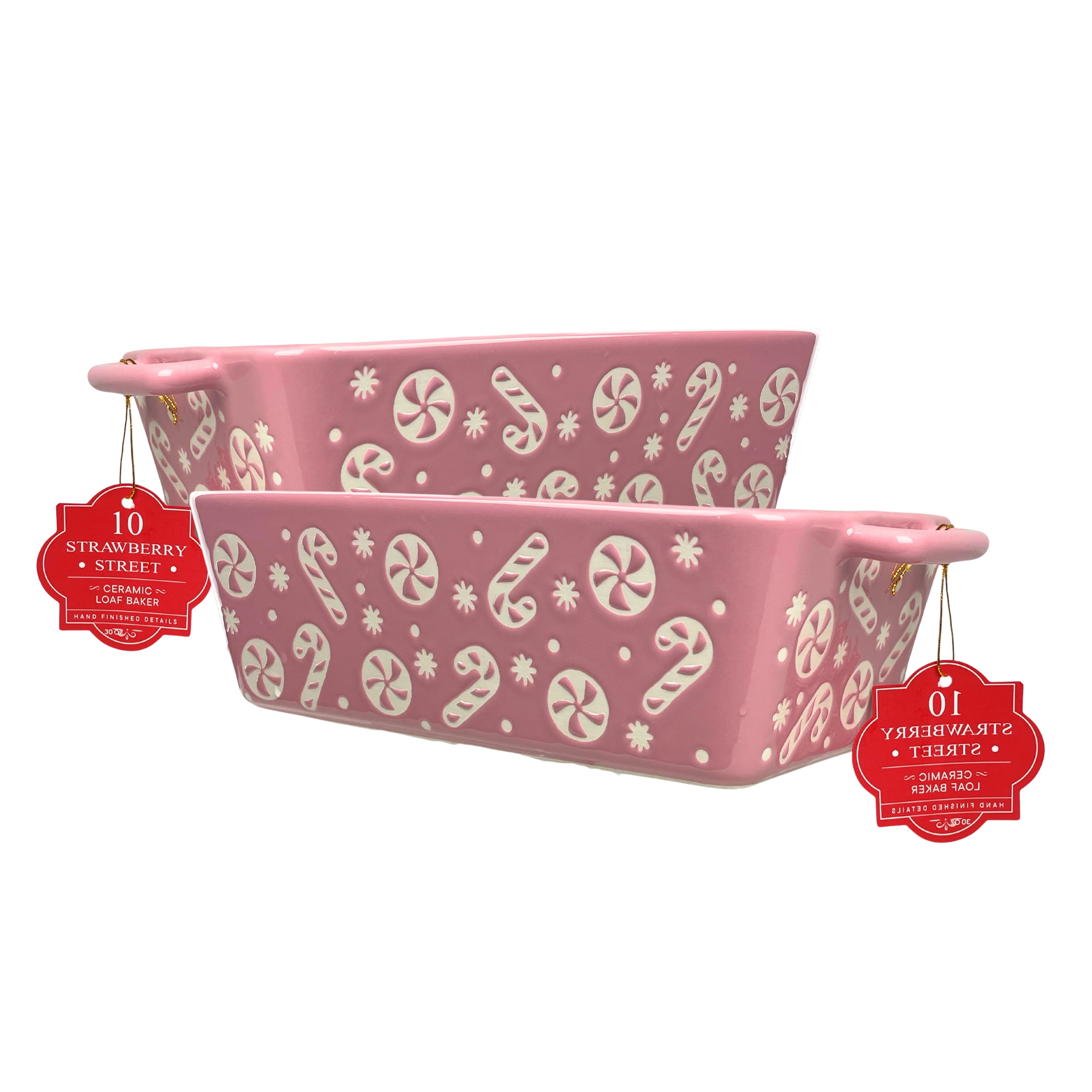 Winter Candyland 10" Ceramic Loaf Set of 2, Pink