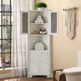 thumbnail image 3 of DEXTRUS 67" Tall Corner Stoarge Cabinet 2 Glass Doors & 2 Carved Doors, Corner Kitchen Buffet Cabinet for Living Room, Bathroom, Kitchen, White, 3 of 10
