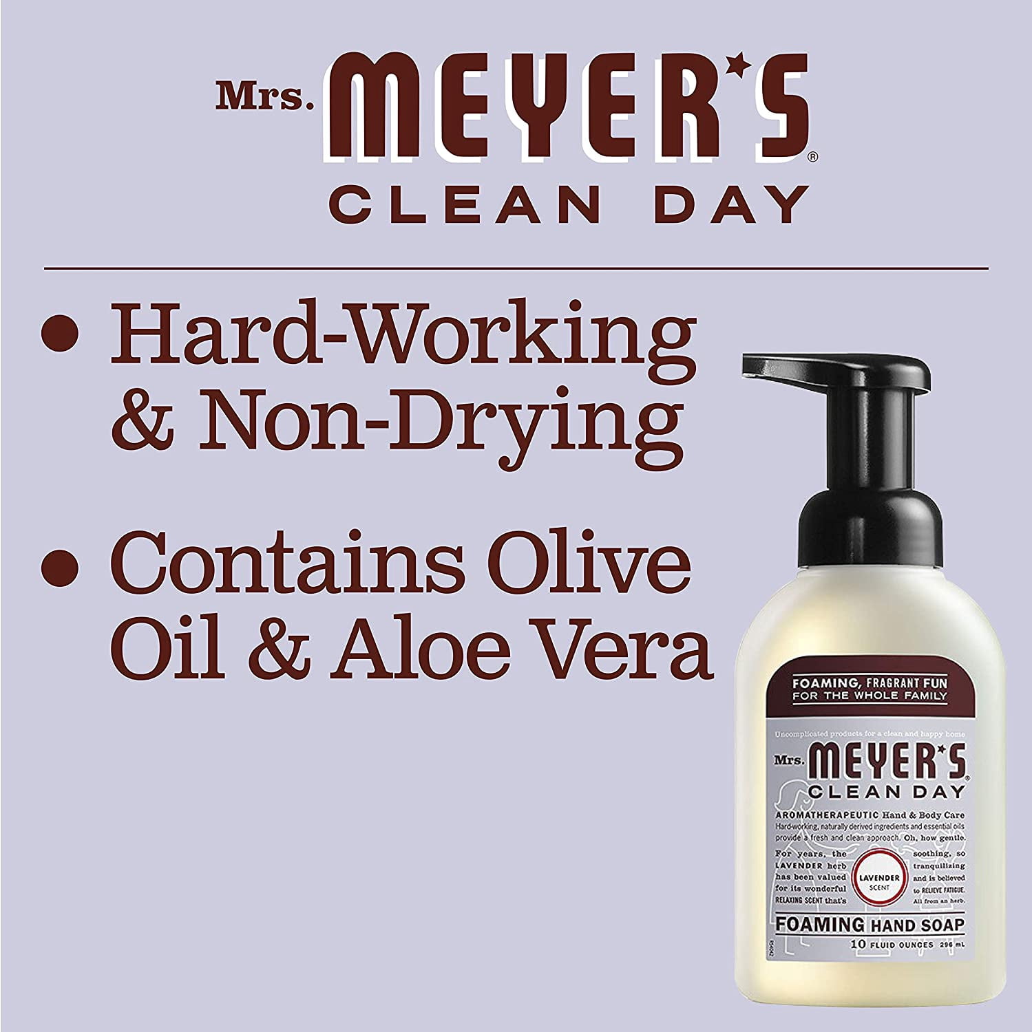 Mrs. Meyer&amp;#039;s Foaming Hand Soap, Lavender, 10 oz, 6/Carton (662031)