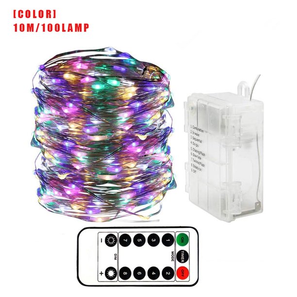 Cadena de luz LED a prueba de agua Oficina en casa Decorativa Control remoto Temporizador Cadena de lámpara 10m 100LEDs Colorido kenally HA001502-07