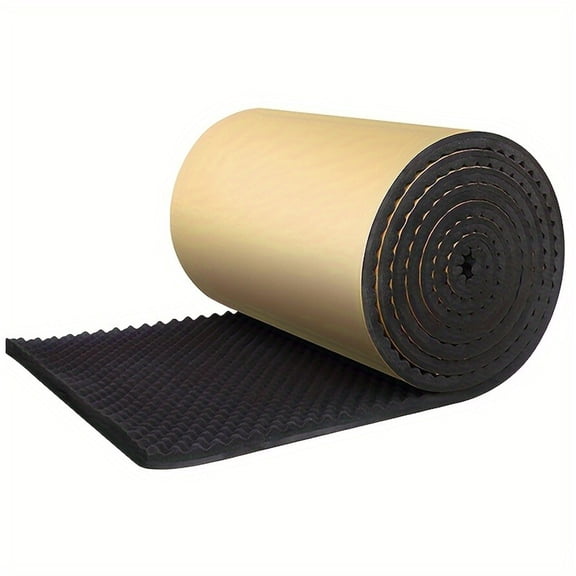 Wave Acoustic Foam Soundproofing Mat Self-Adhesive Black Eggcrate Insulation 20mm