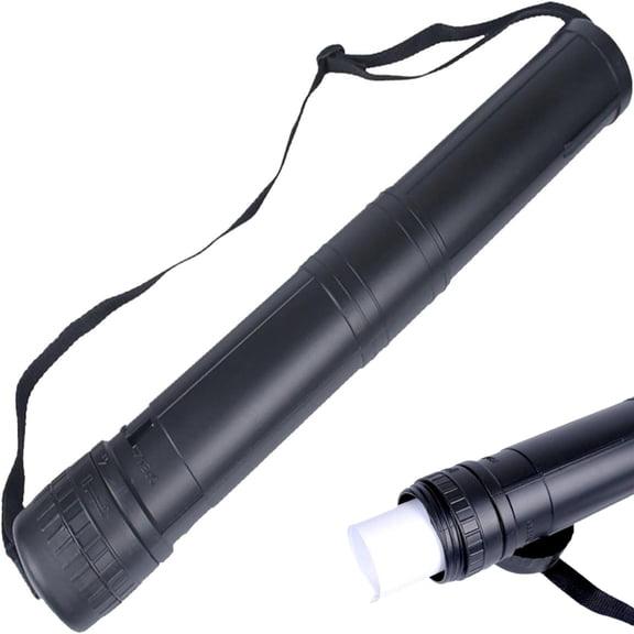 Bxaolu Small Durable Poster Tube Storage 16.5" to 28” Extendable for Documents, Blueprints, Artworks, Scrolls, Maps, Posters Color Black