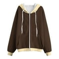 thumbnail image 5 of BXINGOHAI Women's Thin Fleece Hoodies Full Zip Up Sweatshirts With Pockets Solid Long Sleeve Casual Hooded Jackets Today Sales Brown,XL, 5 of 5