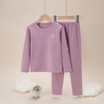 thumbnail image 2 of Fall Saving! HVOBTTY Girls Fashion Soft Fleece Set, Children's Thermal Underwear Set Padded s Middle and Large Children's Qiu Jie Qiu Pants Boys and Girls In The Collar Home Purple, 5Years, 2 of 3