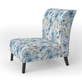 thumbnail image 3 of Designart "Serene Blue Seashore Harmony VI" Blue Floral Upholstered Accent Chair - Cottage Arm Chair For Living Room, 3 of 5