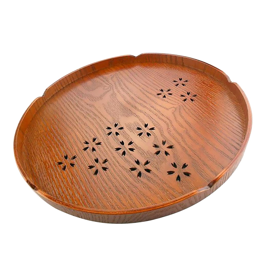 Tawny 27cm Serving Tray Natural Wooden Plate Bread Coffee Tea Dishes Platter 