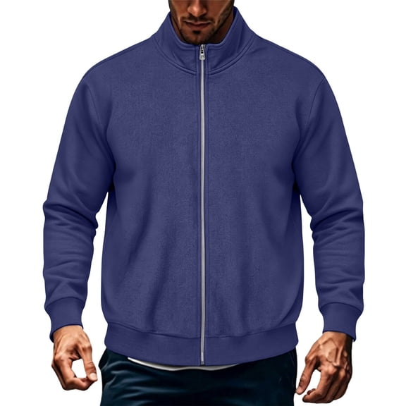 Fleece Jacket for Men Ghalytn Full Zip Stand Collar Sweatshirt - Warm Casual Outerwear