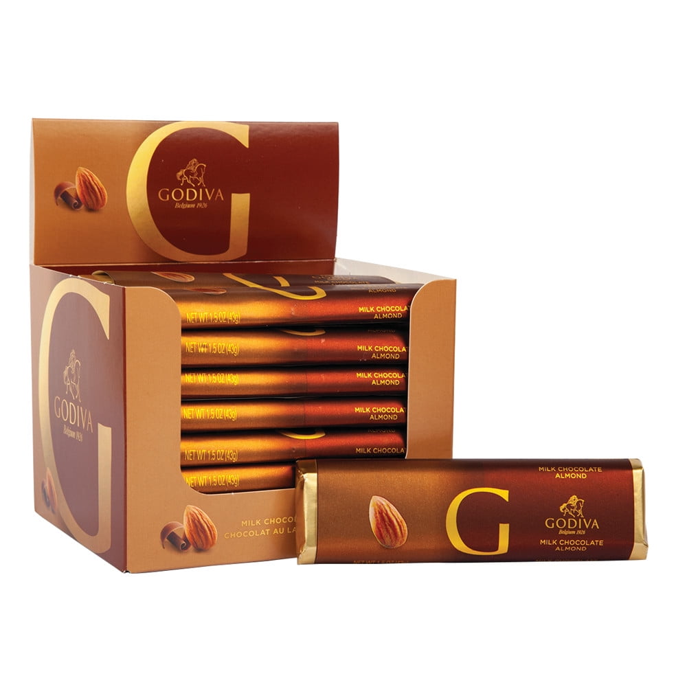 Godiva Milk Chocolate Almonds Bar 24 Pack of 1.5 Oz