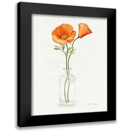 Popp, Grace 12x14 Black Modern Framed Museum Art Print Titled - California Poppy Vase II