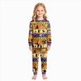 thumbnail image 2 of UAYOTSE Kids Retro Halloween Striped Pajamas Long Sleeve Top with Witch Pumpkin Motifs Matching Cuff Pants Casual Nightwear for Boys Girls Size 2-3 Years, 2 of 9