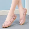 thumbnail image 3 of Dakaela Women's Leather Flats Shoes Casual Slip on Walking Driving Loafers Cutout Sneakers Pink 9, 3 of 9