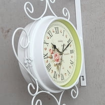 Masteelf  Wall Clock Traditional Brown Oversized Vintage Decor Home Work White