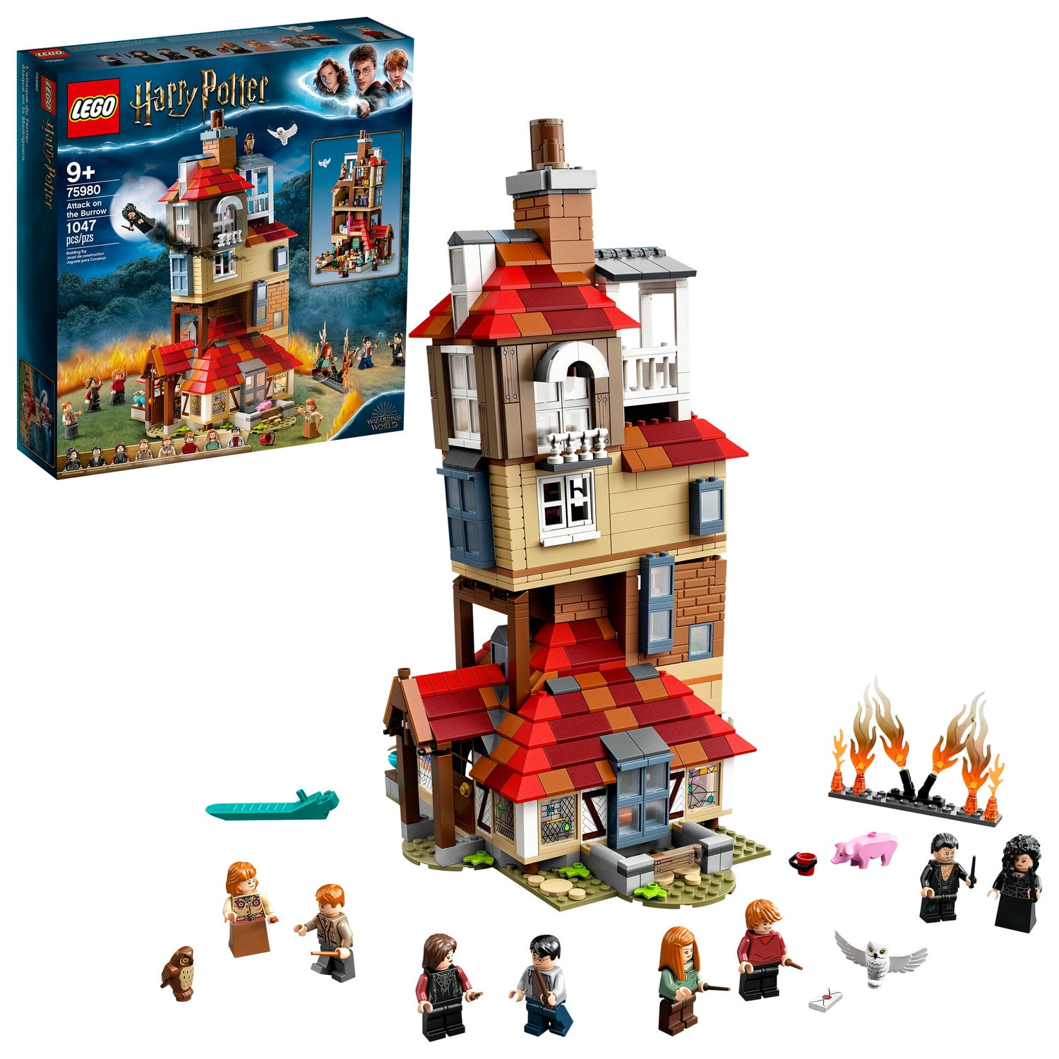 Fast Dedlivery in 7-15 days-1047pcs Magic Potter Attack On The Burrow Building 