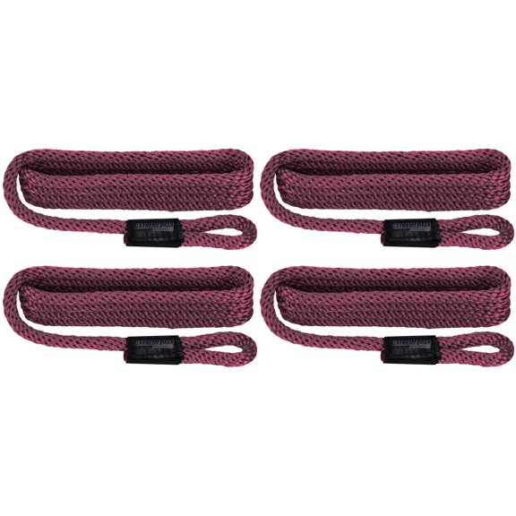 Extreme Max 3006.3375 BoatTector Solid Braid MFP Fender Line Value 4-Pack - 3/8" x 5', Burgundy