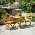 thumbnail image 2 of GDF Studio Rabion Outdoor Acacia Wood 3 Piece Folding Bistro Set, Natural, 2 of 13