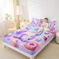thumbnail image 4 of Homewish Dreamy Purple Unicorn Full Size Sheets for Kids, Donut Cake Dessert Bed Sheets, Glitter Stars Butterfly Sheet Sets, Microfiber Bedroom Decor, 4-Piece, 4 of 7